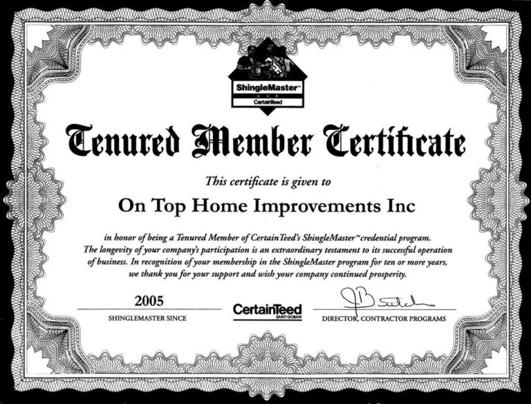 certainteed tenured member certificate